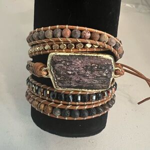 NEW $44 Ananta Stones Protection Black Tourmaline Wrap Bracelet BOHO